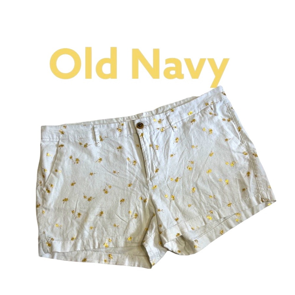 Old Navy everyday short gold palm trees print size 16